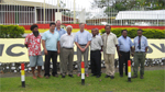 Madang Governor flanked by visiting South Australian officials (third from left, front row) and Mayor (left) with PNG GPS stakeholders AusAID, CLGF, PNG ULLGA and Madang Council staff outside Madang Provincial HQ.